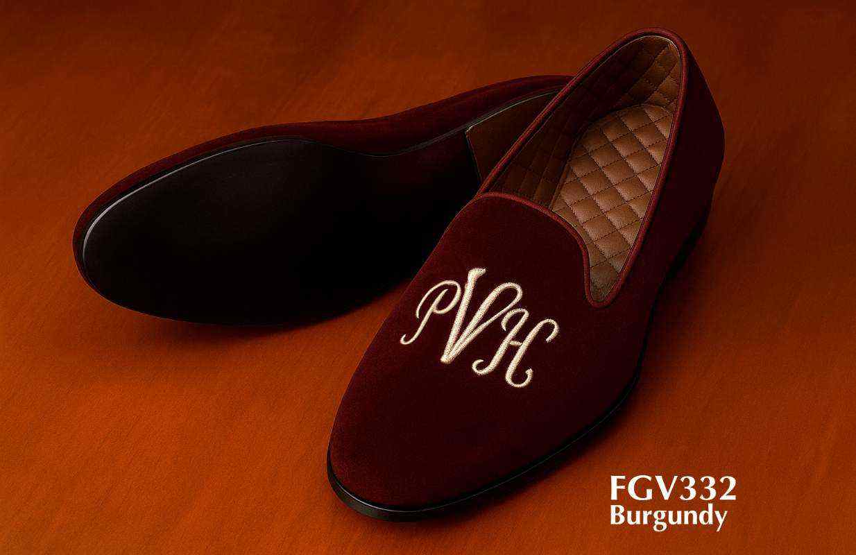 Yellow+brown+customizedfont+velvet+slippers+FGV618