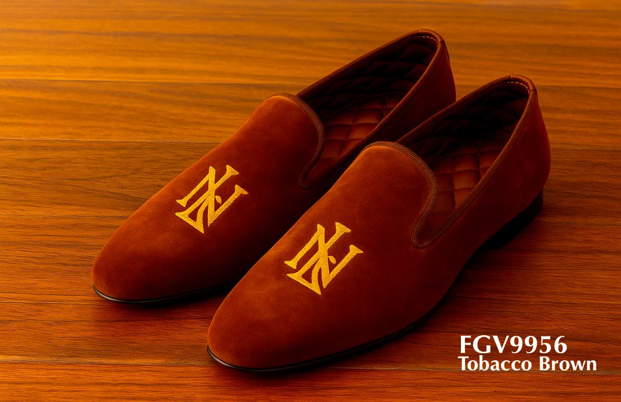 Tobacco Brown custom velvet slipper
