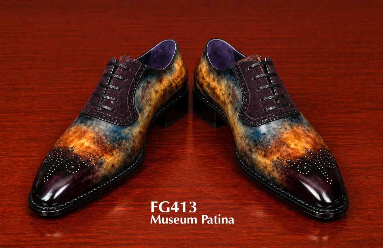 Museum Patina Oxblood Burnished custom Leather Shoe