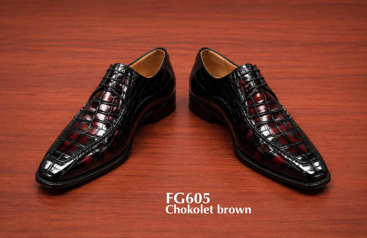 alligator pattern square toe dress shoes