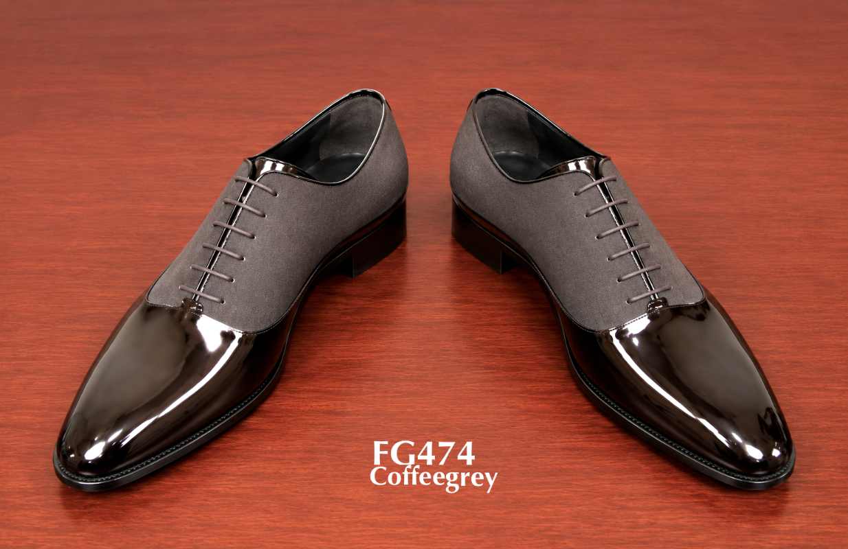 glossy toe modern oxfords coffee grey dress shoes