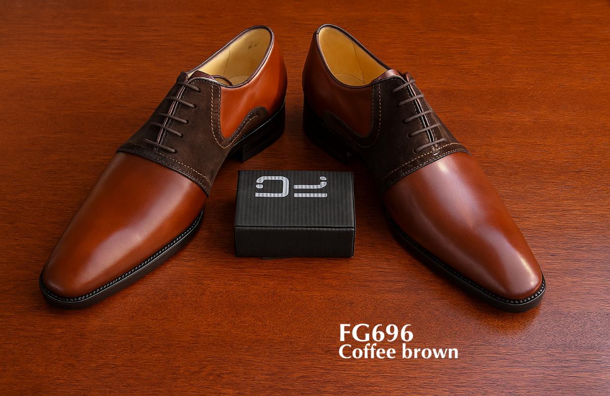 coffee brown spectator leather dress shoe