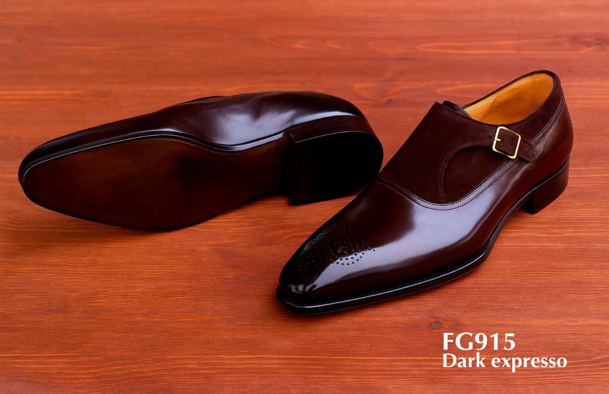 dark espresso monk strap leather shoe