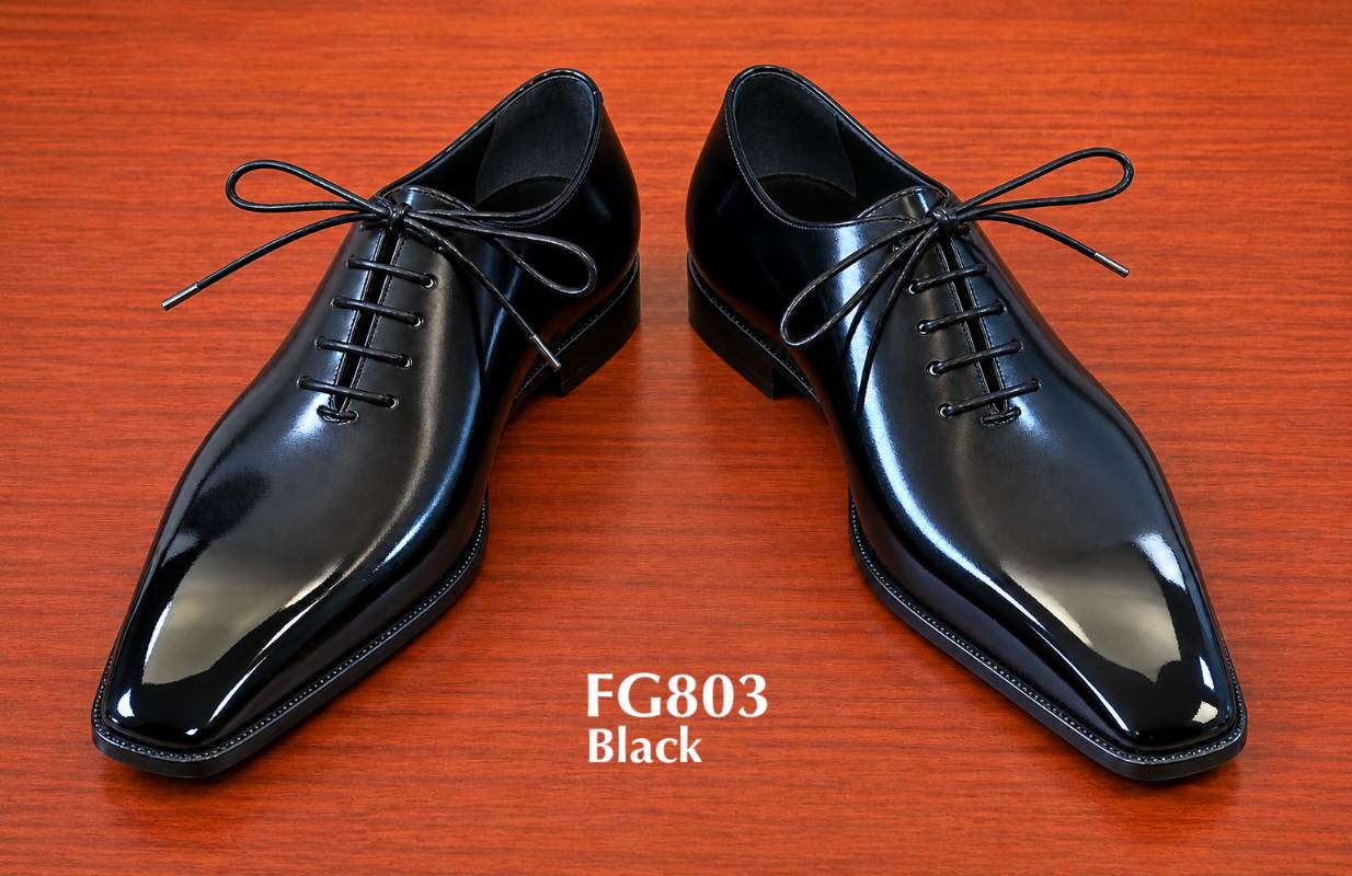 black tuxedo high shine oxford party shoes