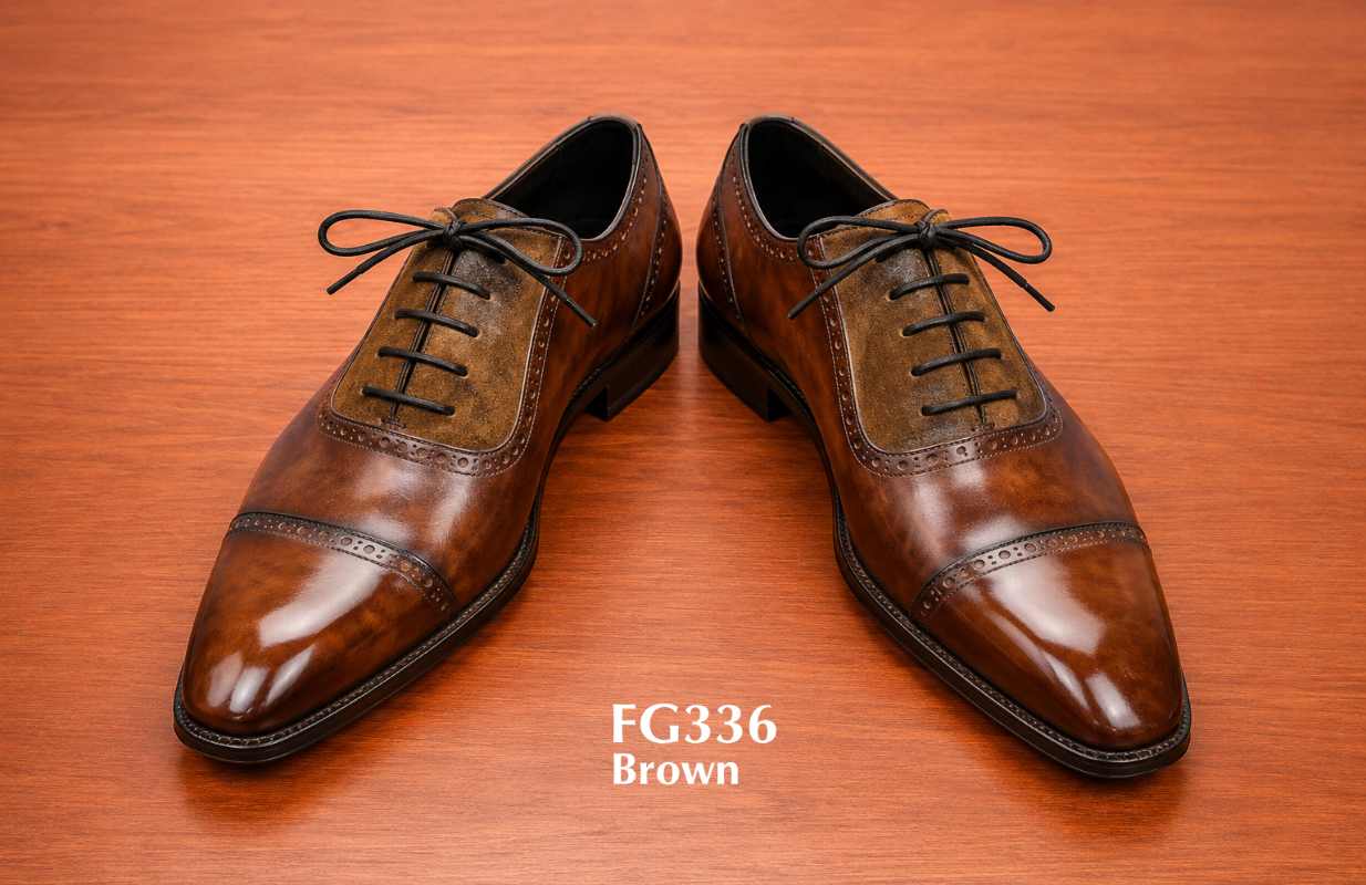 brown cap toe bespoke style burnished patina oxfords