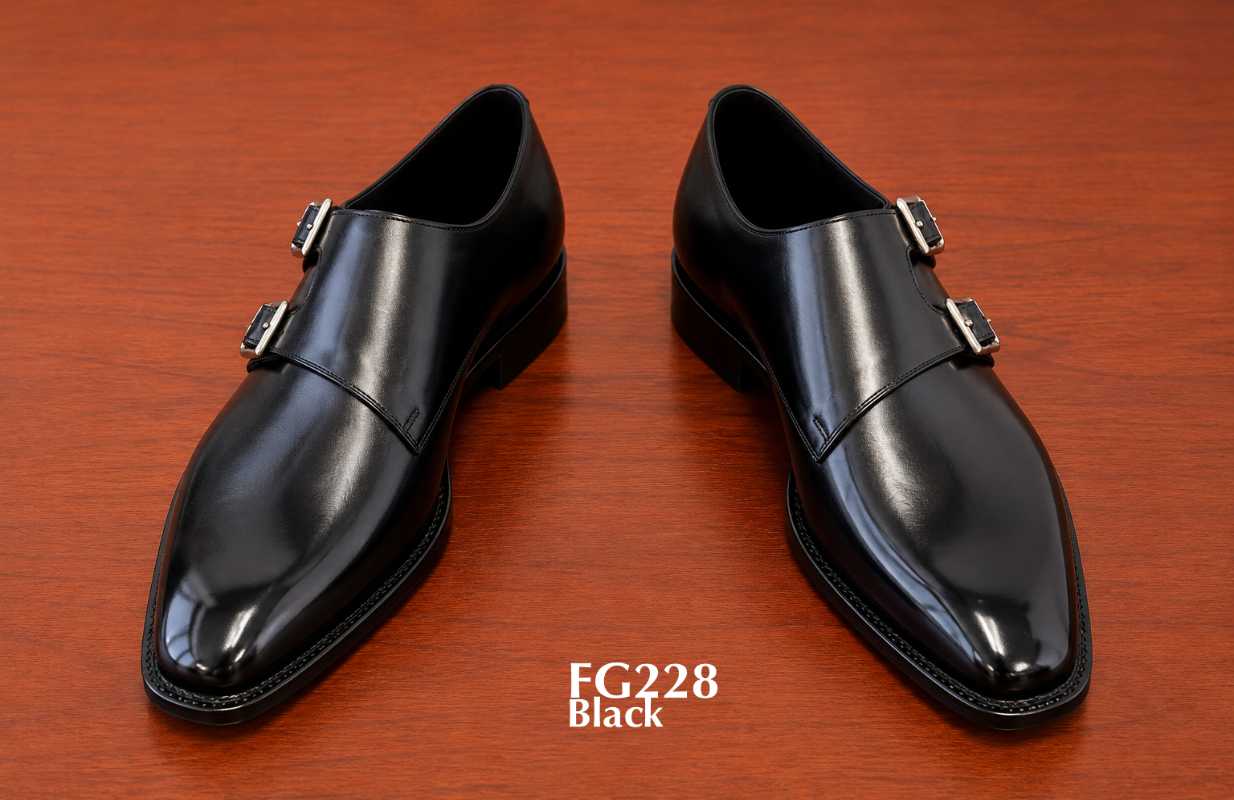 Genuine calf skin fashion monk strap shoe