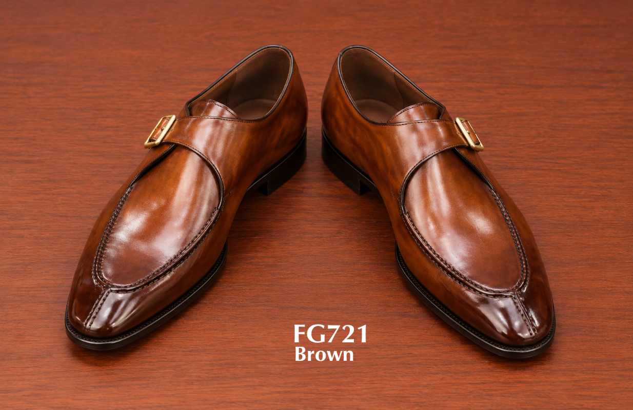 Smart casual Brown buckle monk Split toe shoes