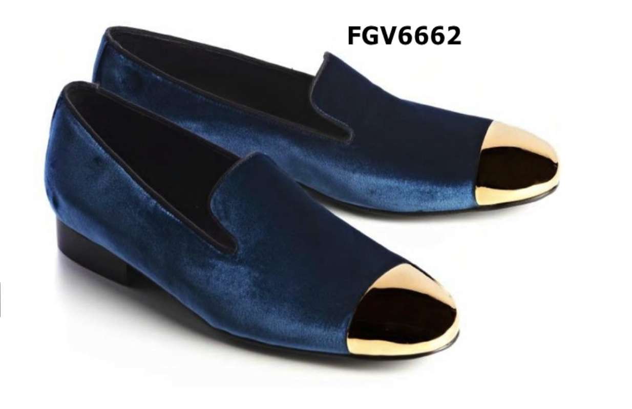 Golden-toe-cap-metalic-blue-velvet-slippers