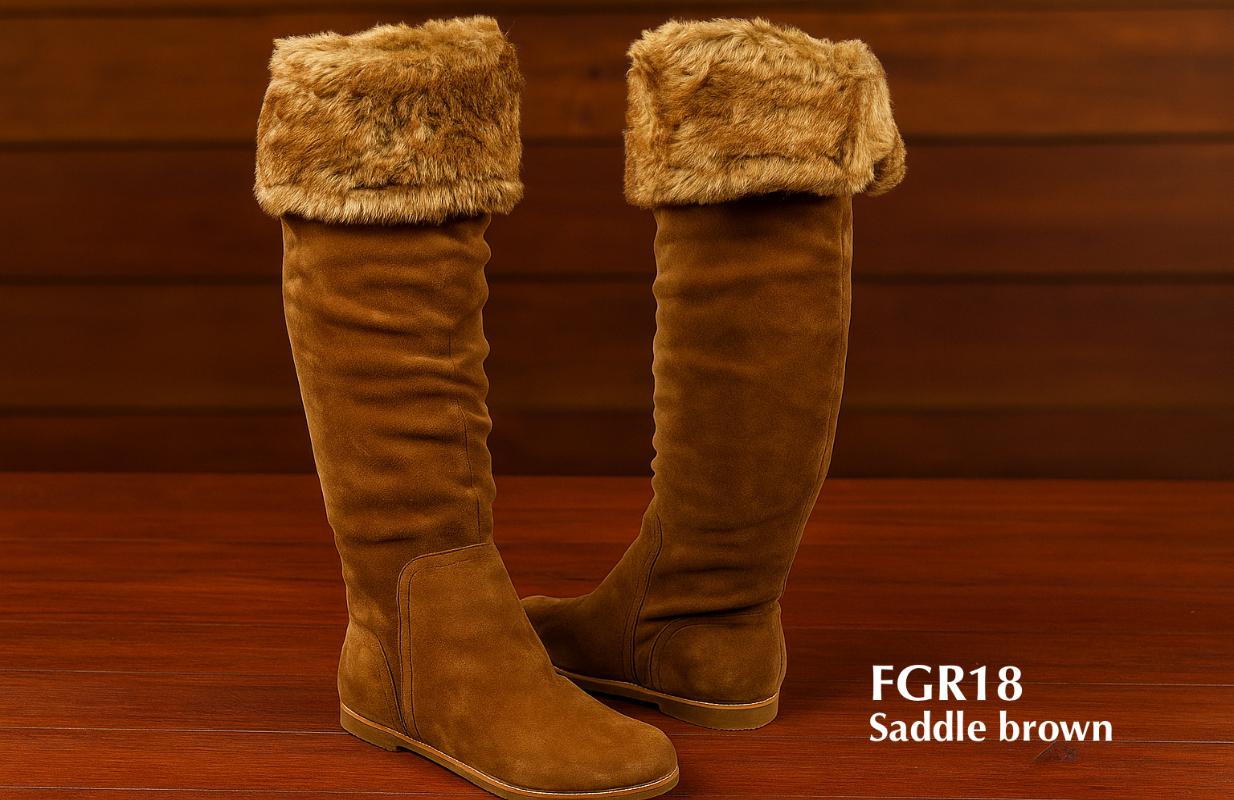 saddle brown doubleface sheepskin fur boots