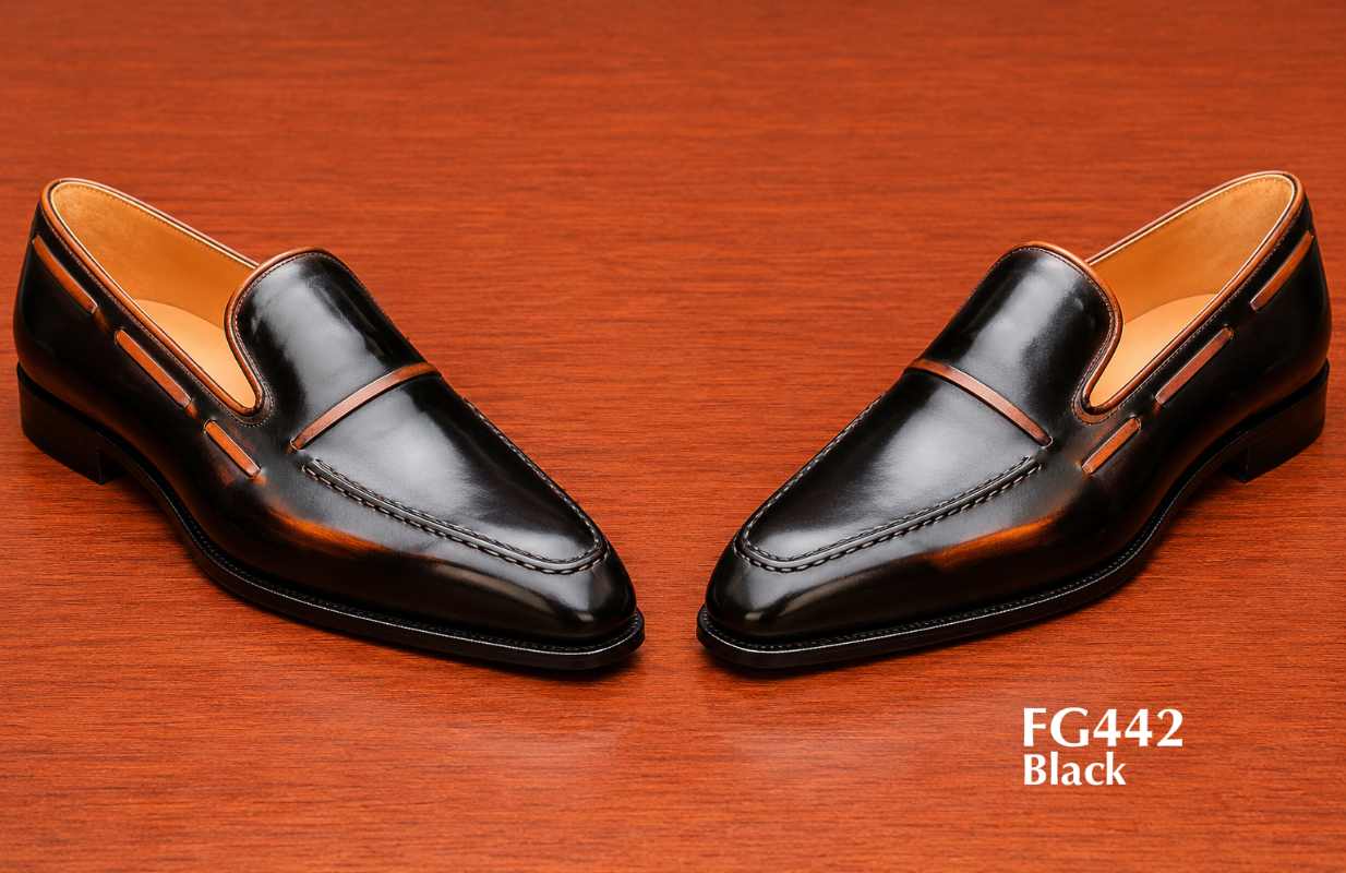 Burnished Black Dress Loafers