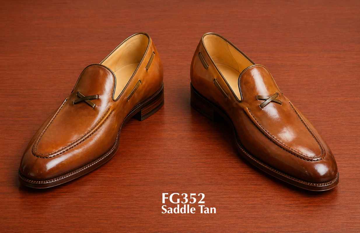 Luxury Brown Burnished Leather Apron-Toe Belgian Loafers Slip-On-Dress Shoes
