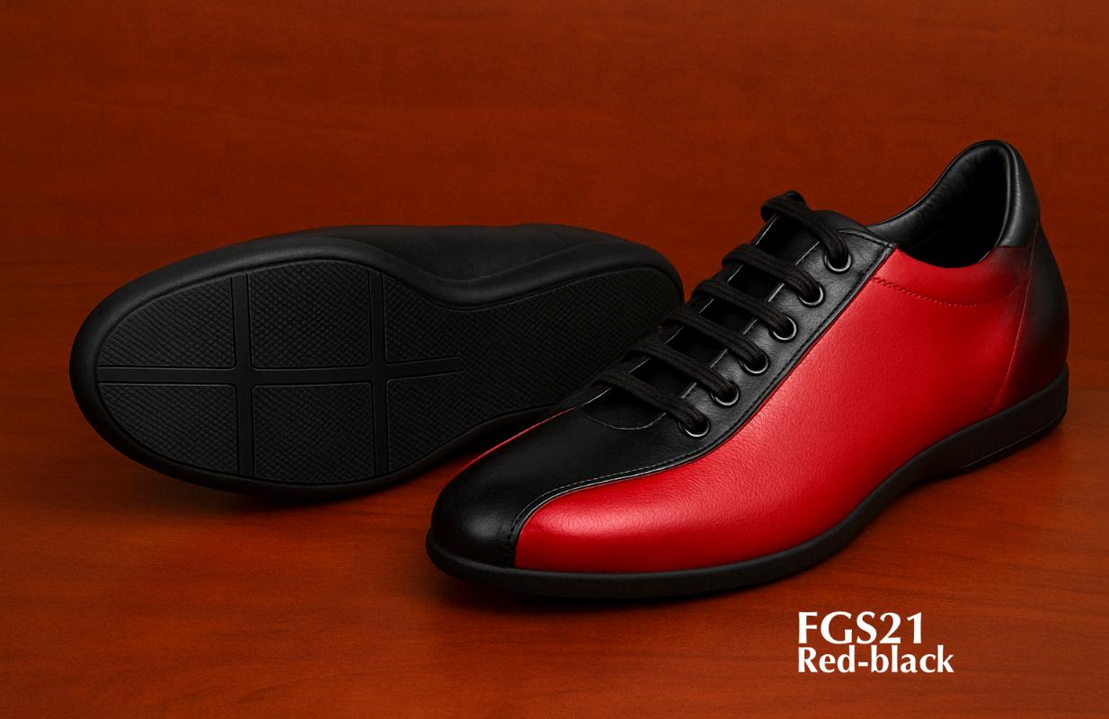 FGS21 red black leather sports fashion sneakers