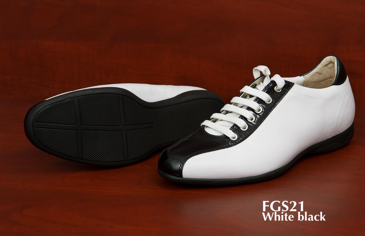 FGS21 white black leather sports fashion sneakers
