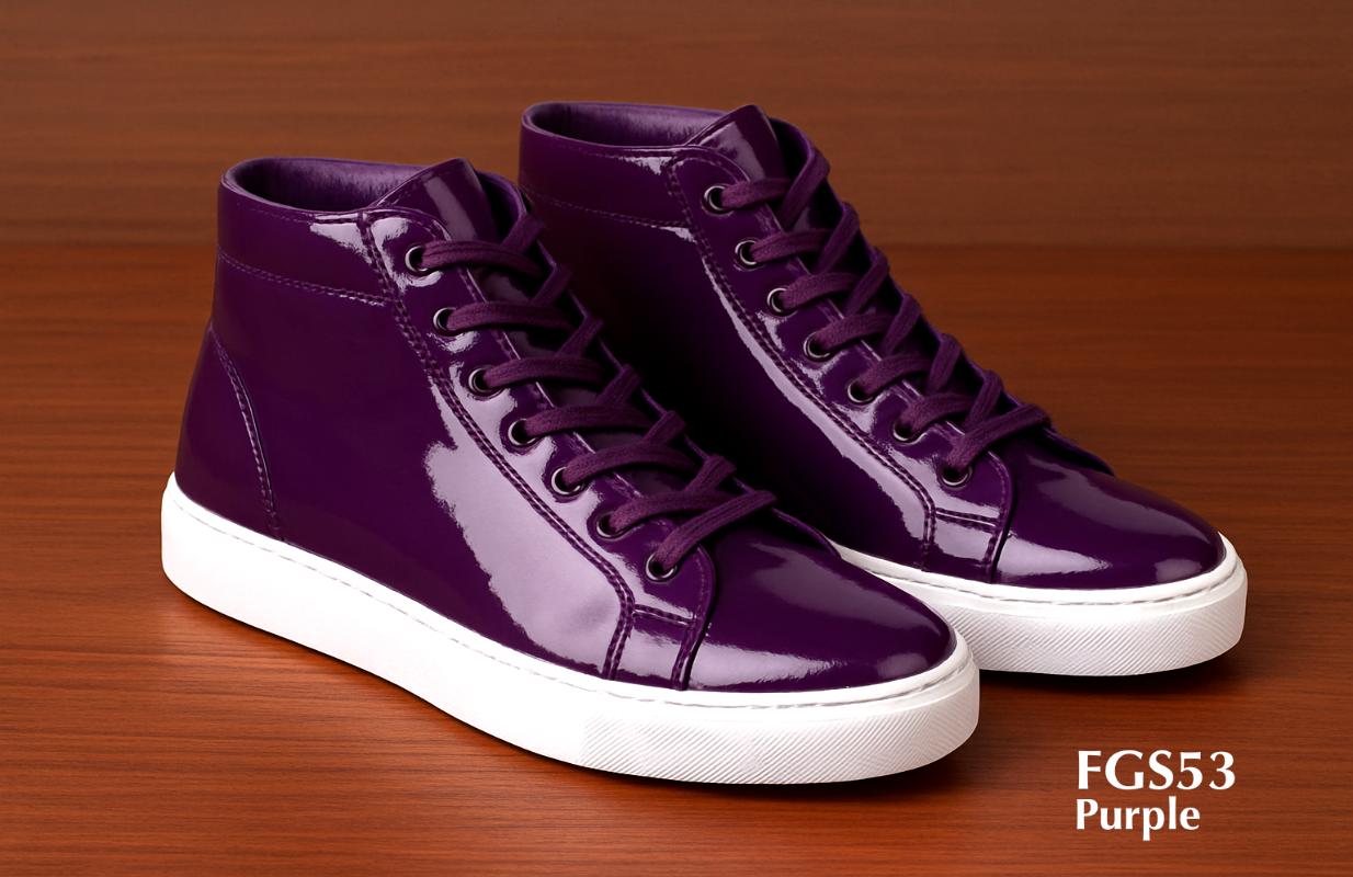FGS53 high shine purple leather hightop sneakers